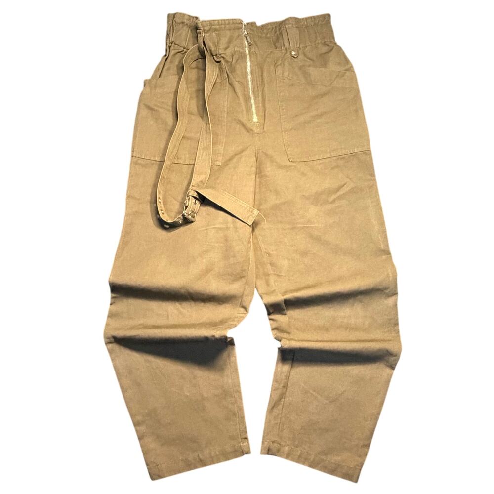 Banana Republic Olive Green Linen Blend Paperbag Pants Size 6 Belted